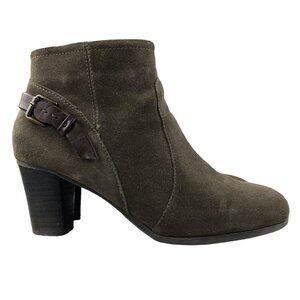 GH Bass & Co Women's Size 8M Ayda Brown Suede Side Zip High Heel Ankle Booties